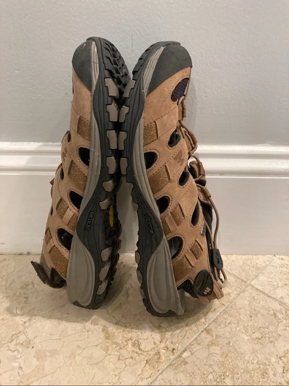 Merrell Saugatuck Kangaroo Closed Toe Hiking Sandals Brown Leather Mens Size 13